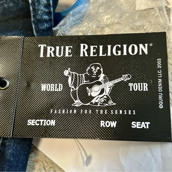 True Religion Sz 33 34 Dark Blue Jeans Rocco Relaxed Slim NWT - Picture 5 of 16